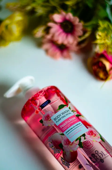 Yardlie Organic Body Wash - Peach & Rose | Extra Hydrating | 500ml | Bio-Organic & Gentle Cleanser