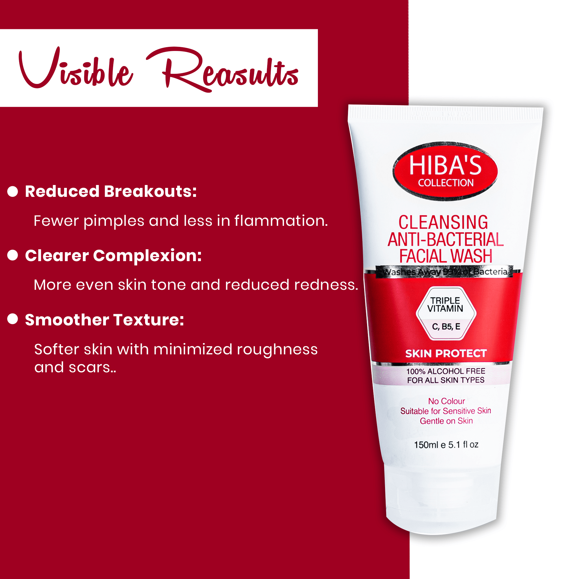 Hiba's Collection(Cleansing Anti-Bacterial) Facial Wash 150ml